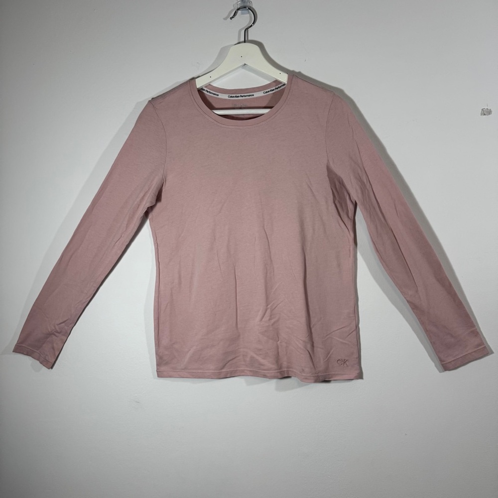 Calvin Klein Performance Long Sleeve Pink Top 100% Cotton Size Medium